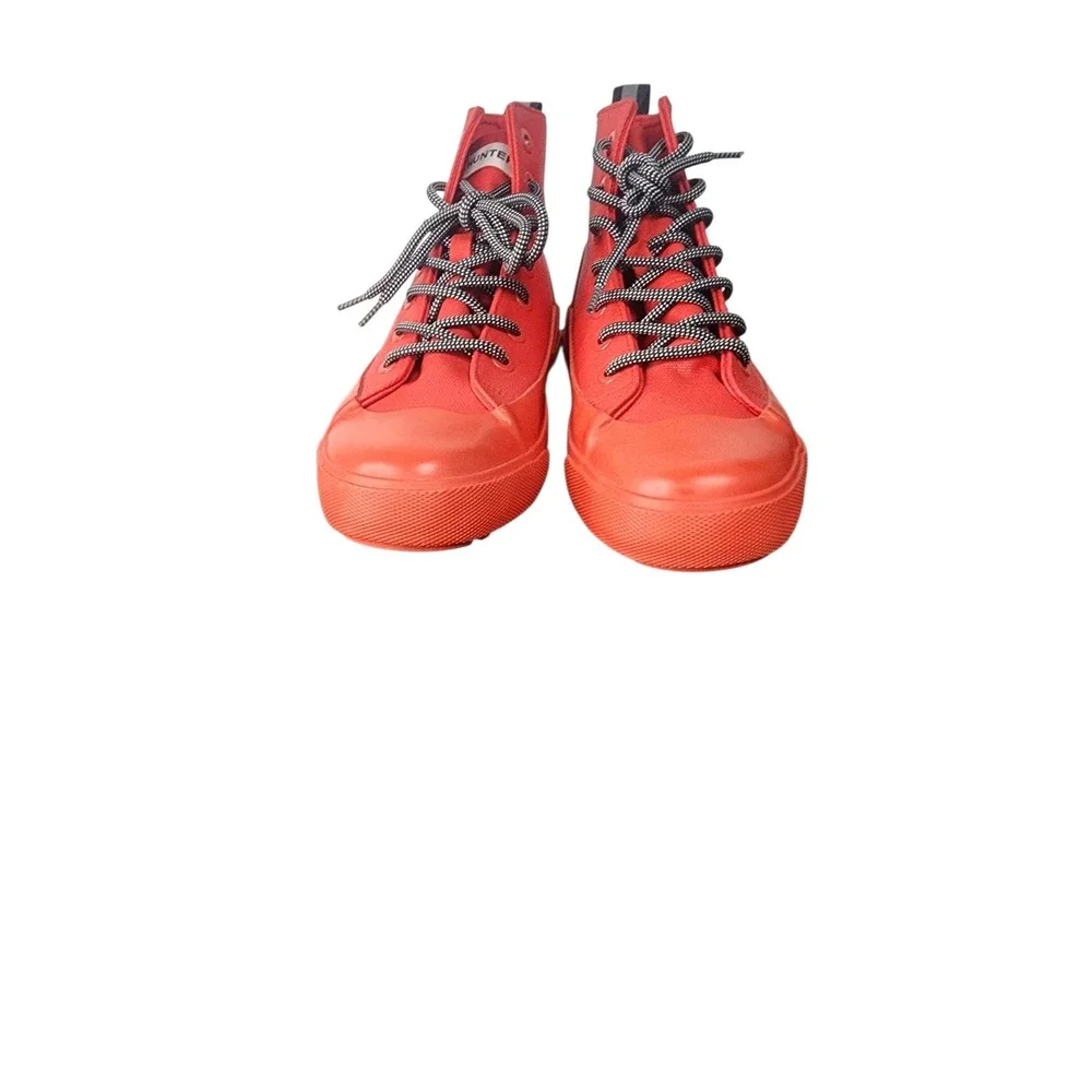 Hunter High Top Rubber Boots Coral Red Lace Up Weatherproof Size‎ W7 1/2
